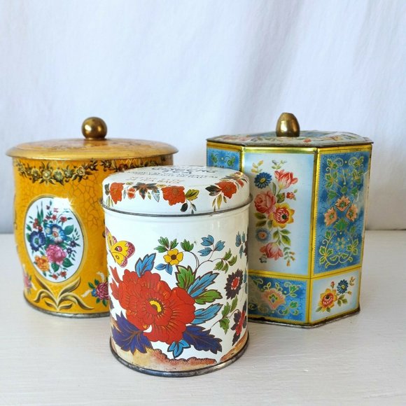 Vintage Other - Vintage Lot Of Tea Biscuit Tins  Daher, Boston
